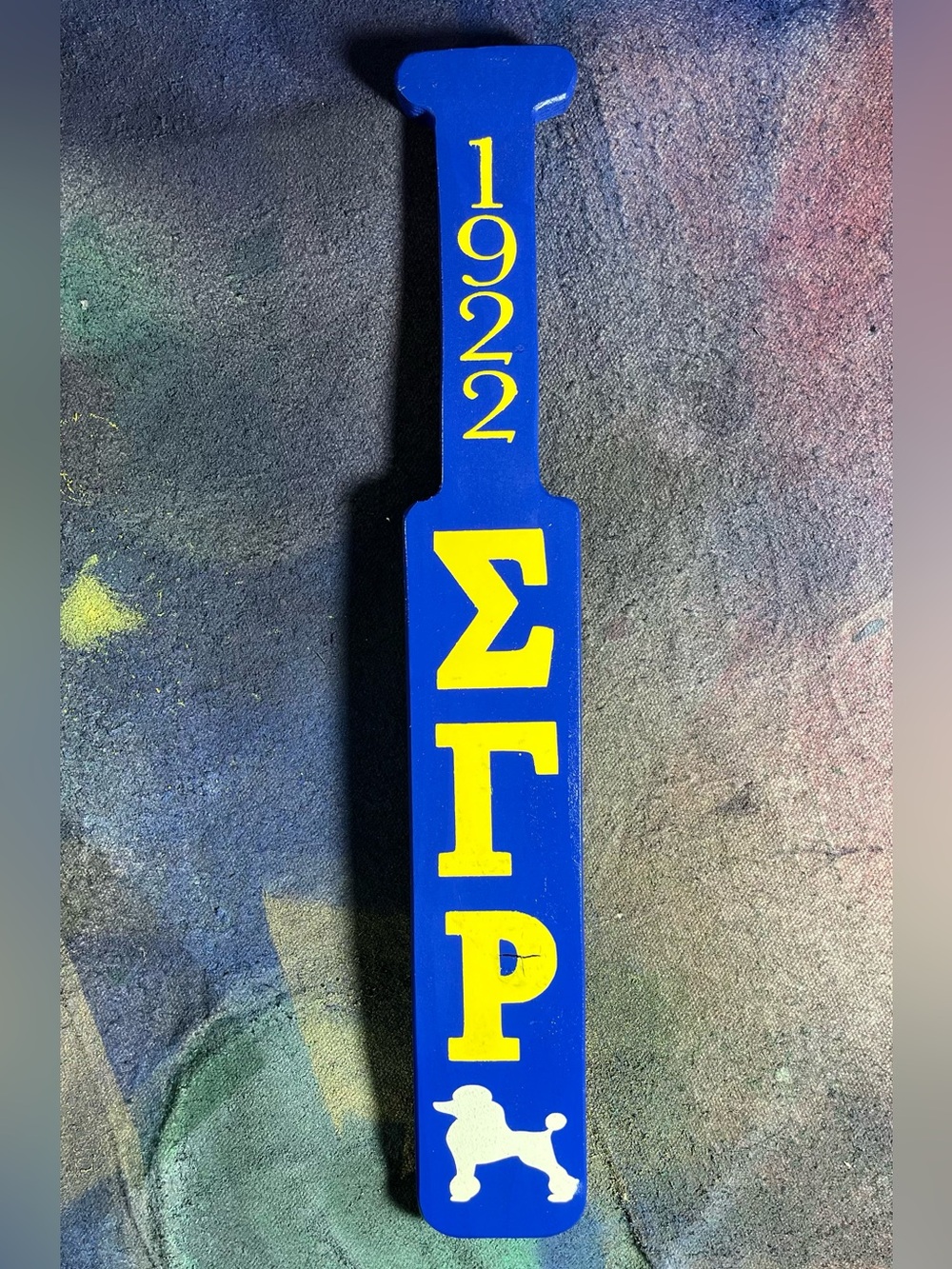 Small Sigma Gamma Rho Greek Letter Wall Paddle with Poodle Accent